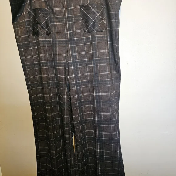 Pull On Wide Leg Crop Women's Plaid Trousers Size 3X MEG & MARGOT - Picture 5 of 16